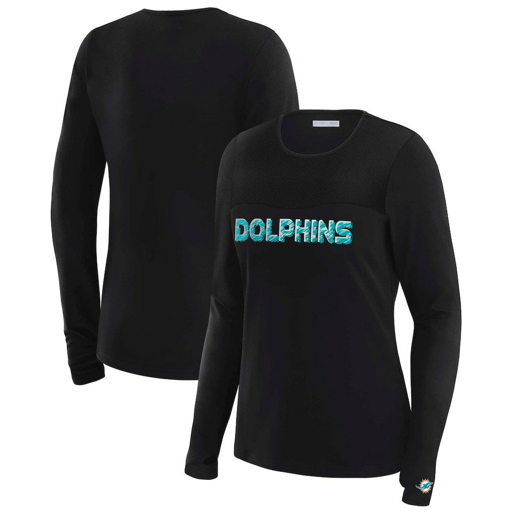 WEAR by Erin Andrews x Gracie Hunt Women's Mesh Panel Long Sleeve T-Shirt - Miami Dolphins