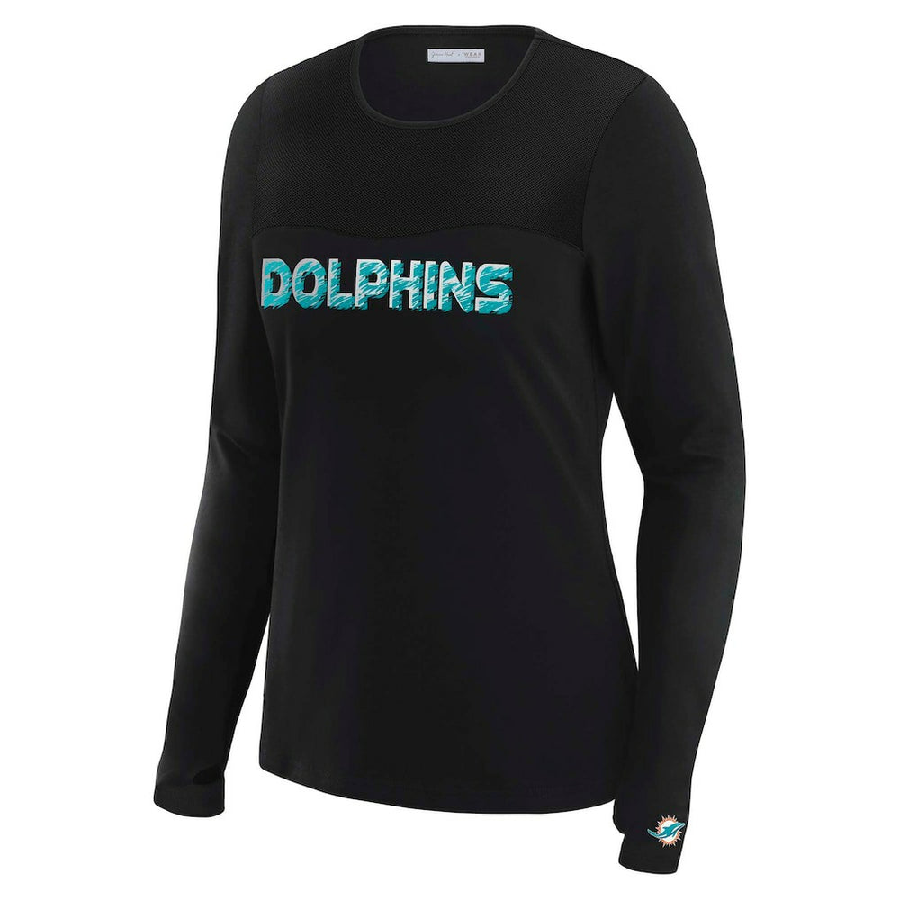 WEAR by Erin Andrews x Gracie Hunt Women's Mesh Panel Long Sleeve T-Shirt - Miami Dolphins