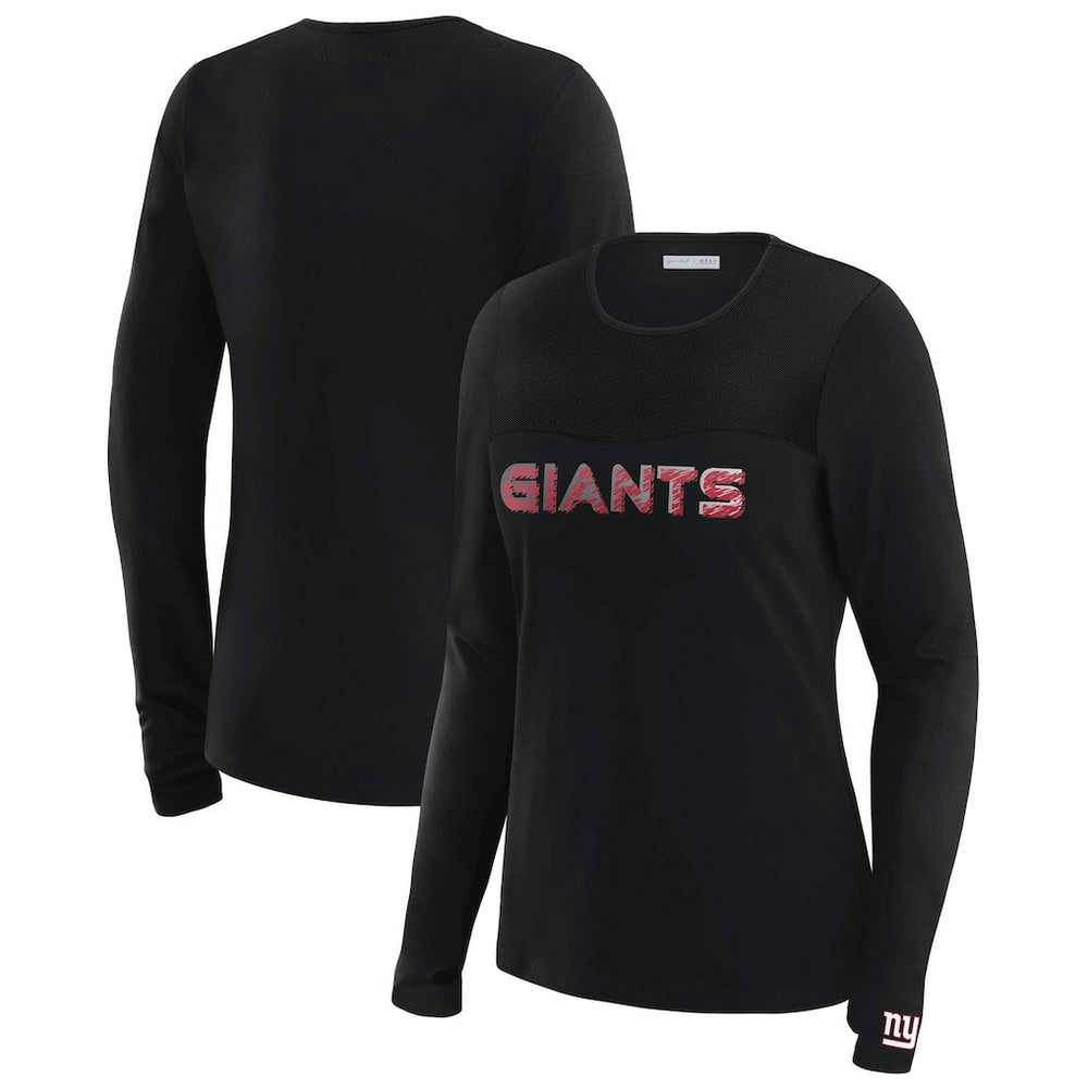 WEAR by Erin Andrews x Gracie Hunt Women's Mesh Panel Long Sleeve T-Shirt - New York Giants