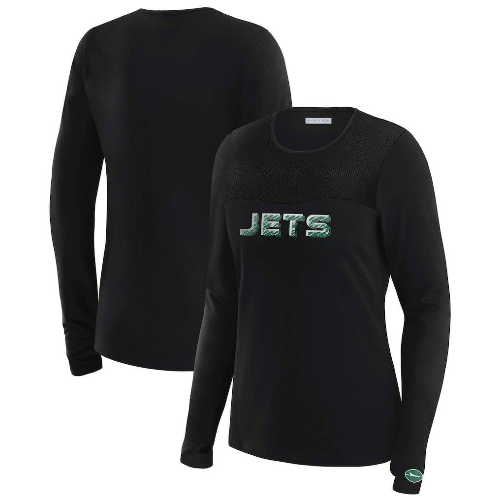 WEAR by Erin Andrews x Gracie Hunt Women's Mesh Panel Long Sleeve T-Shirt - New York Jets