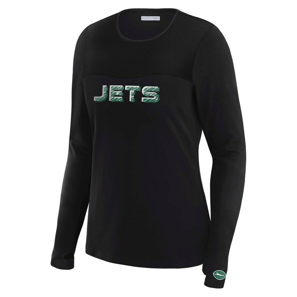 WEAR by Erin Andrews x Gracie Hunt Women's Mesh Panel Long Sleeve T-Shirt - New York Jets