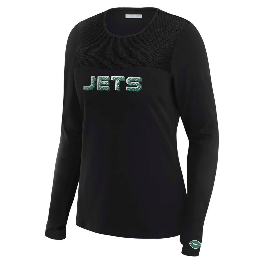 WEAR by Erin Andrews x Gracie Hunt Women's Mesh Panel Long Sleeve T-Shirt - New York Jets