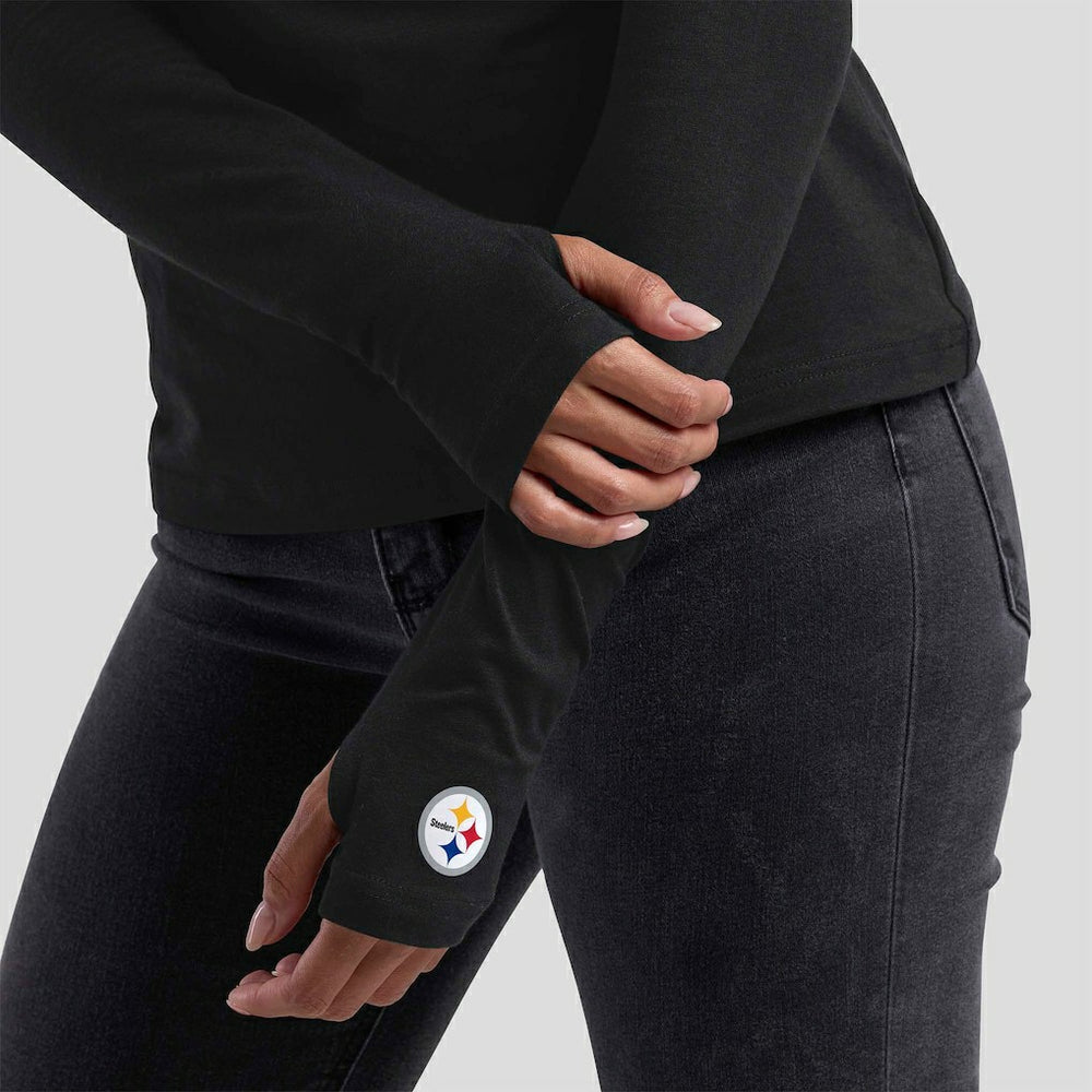 WEAR by Erin Andrews x Gracie Hunt Women's Mesh Panel Long Sleeve T-Shirt - Pittsburgh Steelers