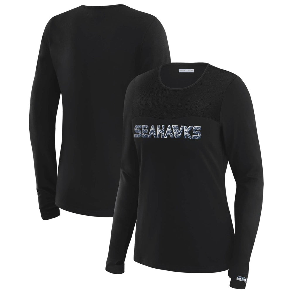 WEAR by Erin Andrews x Gracie Hunt Women's Mesh Panel Long Sleeve T-Shirt - Seattle Seahawks