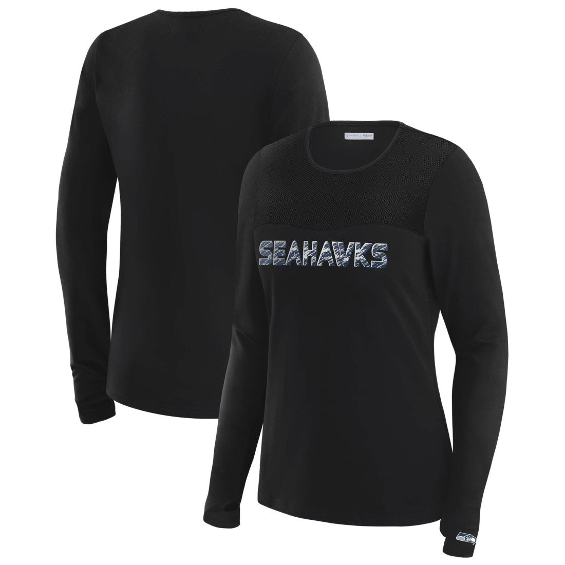 WEAR by Erin Andrews x Gracie Hunt Women's Mesh Panel Long Sleeve T-Shirt - Seattle Seahawks