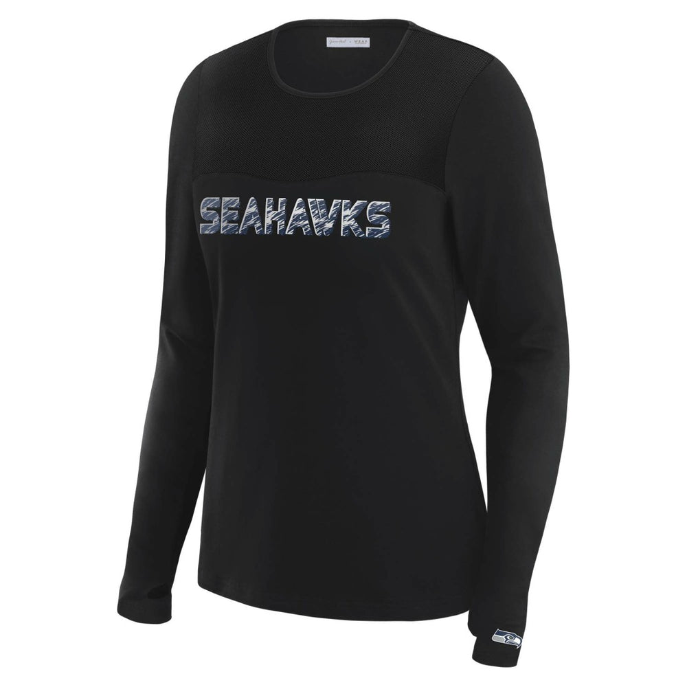 WEAR by Erin Andrews x Gracie Hunt Women's Mesh Panel Long Sleeve T-Shirt - Seattle Seahawks