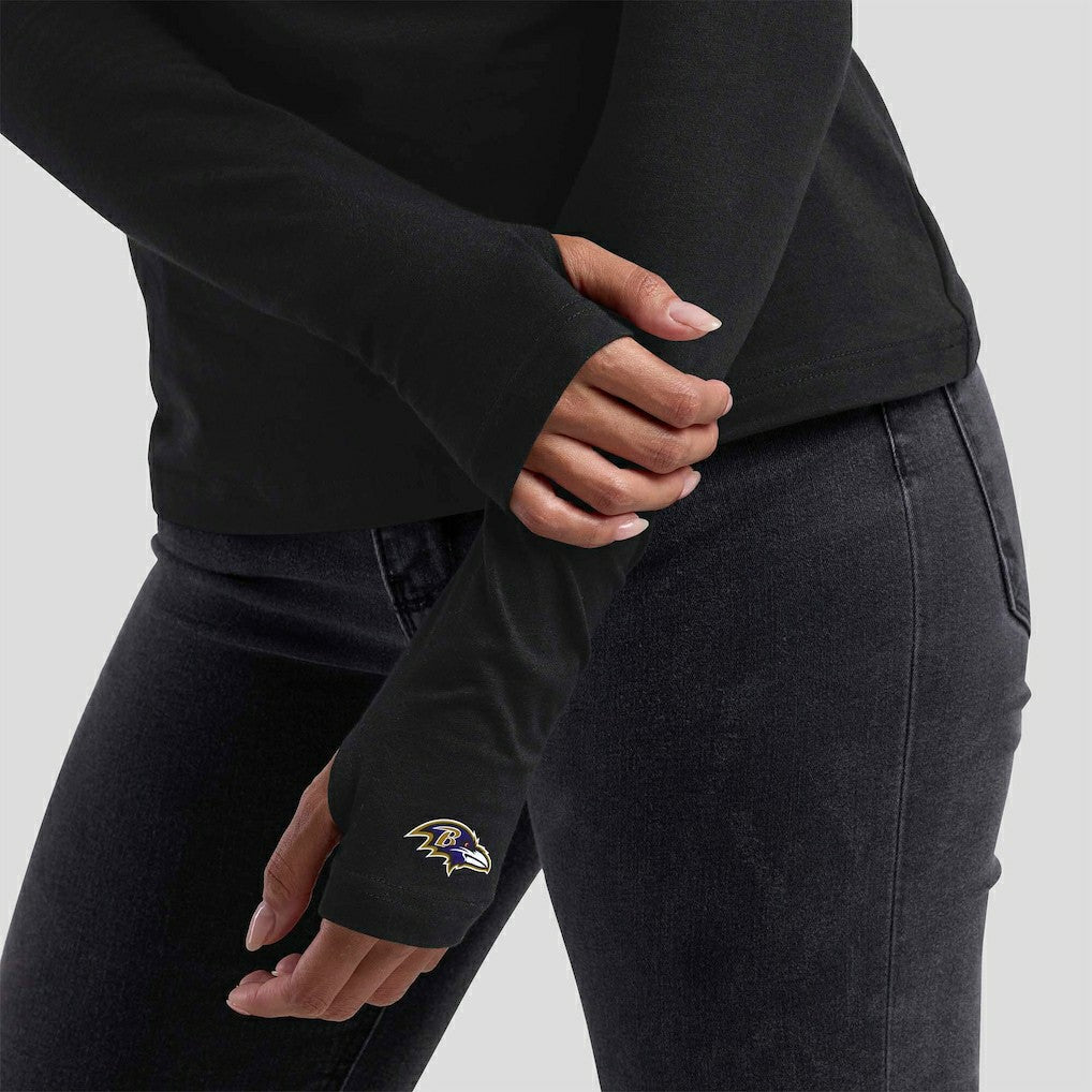 WEAR by Erin Andrews x Gracie Hunt Women's Mesh Panel Long Sleeve T-Shirt - Baltimore Ravens