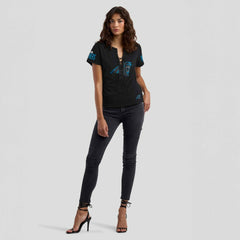 WEAR by Erin Andrews x Gracie Hunt Women's Draft Me Lace-Up T-Shirt - Carolina Panthers