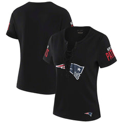 WEAR by Erin Andrews x Gracie Hunt Women's Draft Me Lace-Up T-Shirt - New England Patriots