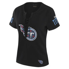 WEAR by Erin Andrews x Gracie Hunt Women's Draft Me Lace-Up T-Shirt - Tennessee Titans