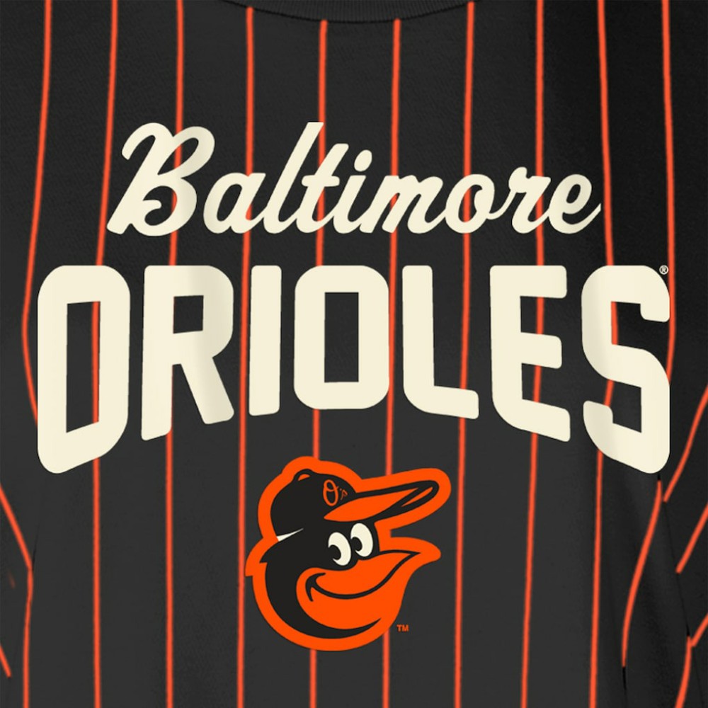 MLB Baltimore Orioles New Era Women's Cooperstown Collection Multiplier Pinstripe Cropped T-Shirt