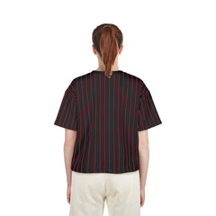 MLB Cincinnati Reds New Era Women's Cooperstown Collection Multiplier Pinstripe Cropped T-Shirt