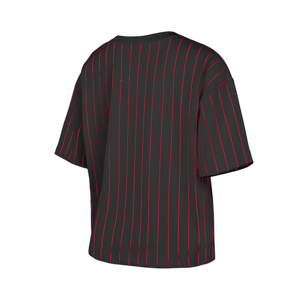 MLB Cincinnati Reds New Era Women's Cooperstown Collection Multiplier Pinstripe Cropped T-Shirt
