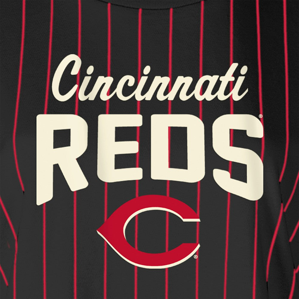 MLB Cincinnati Reds New Era Women's Cooperstown Collection Multiplier Pinstripe Cropped T-Shirt