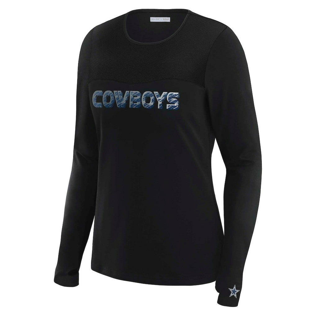 WEAR by Erin Andrews x Gracie Hunt Women's Mesh Panel Long Sleeve T-Shirt - Dallas Cowboys