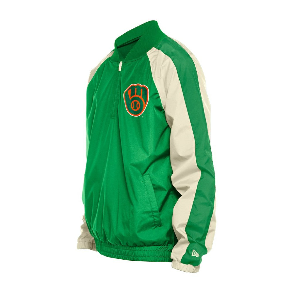 MLB Milwaukee Brewers New Era St. Patrick's Day Ripstop Raglan Quarter-Zip Windbreaker