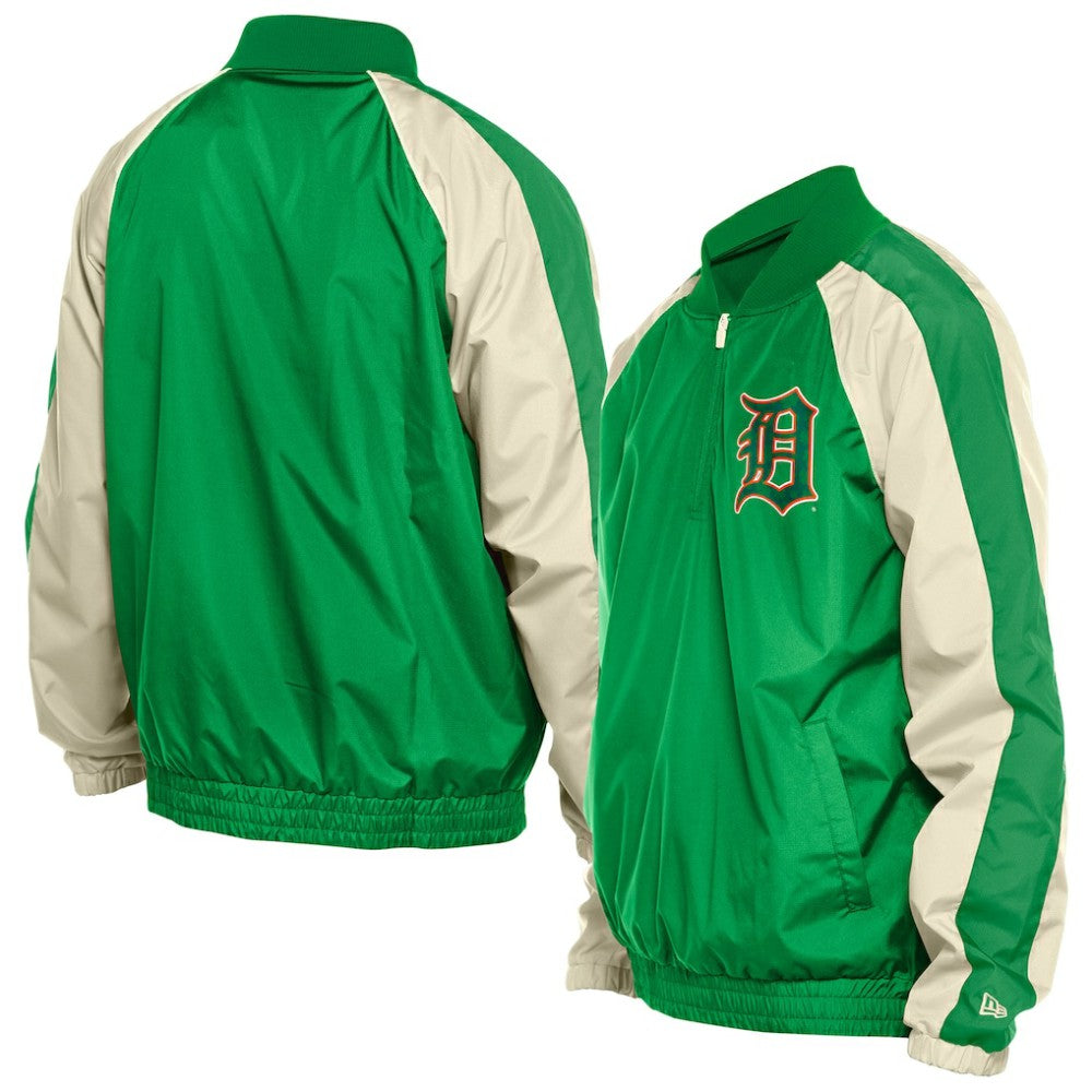 MLB Detroit Tigers New Era St. Patrick's Day Ripstop Raglan Quarter-Zip Windbreaker