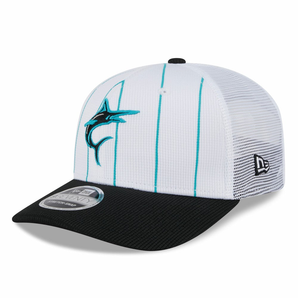 MLB Miami Marlins New Era 2025 Batting Practice 9SEVENTY Stretch-Snap Trucker Hat