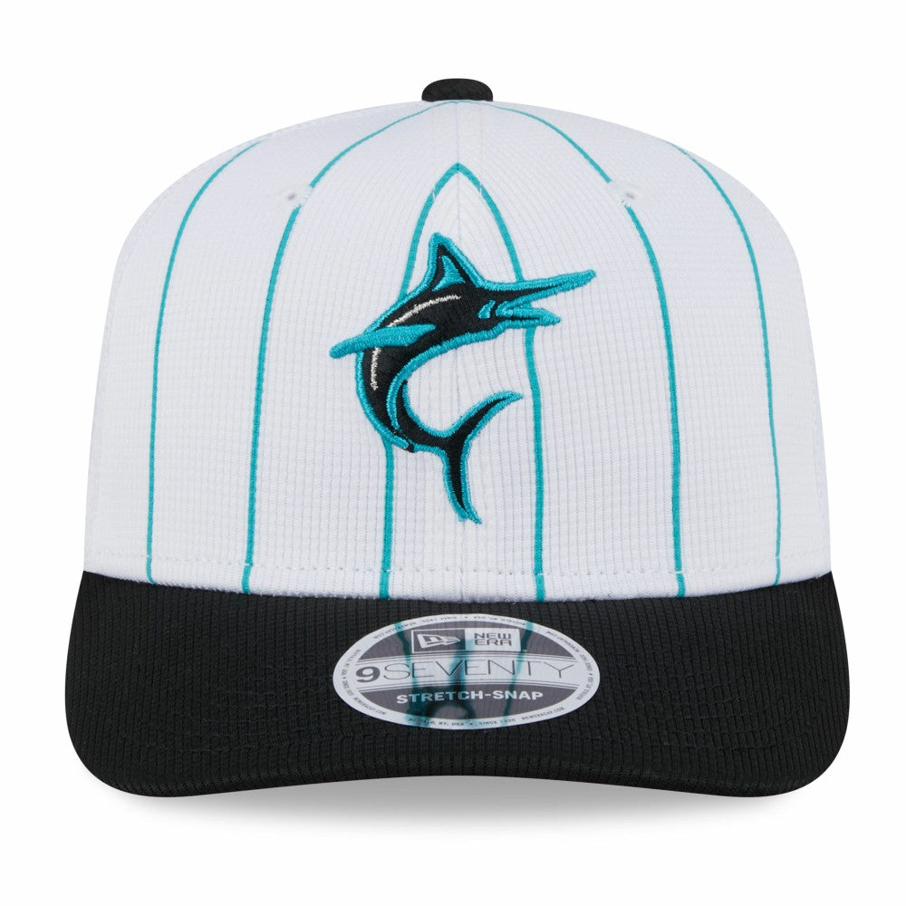 MLB Miami Marlins New Era 2025 Batting Practice 9SEVENTY Stretch-Snap Trucker Hat