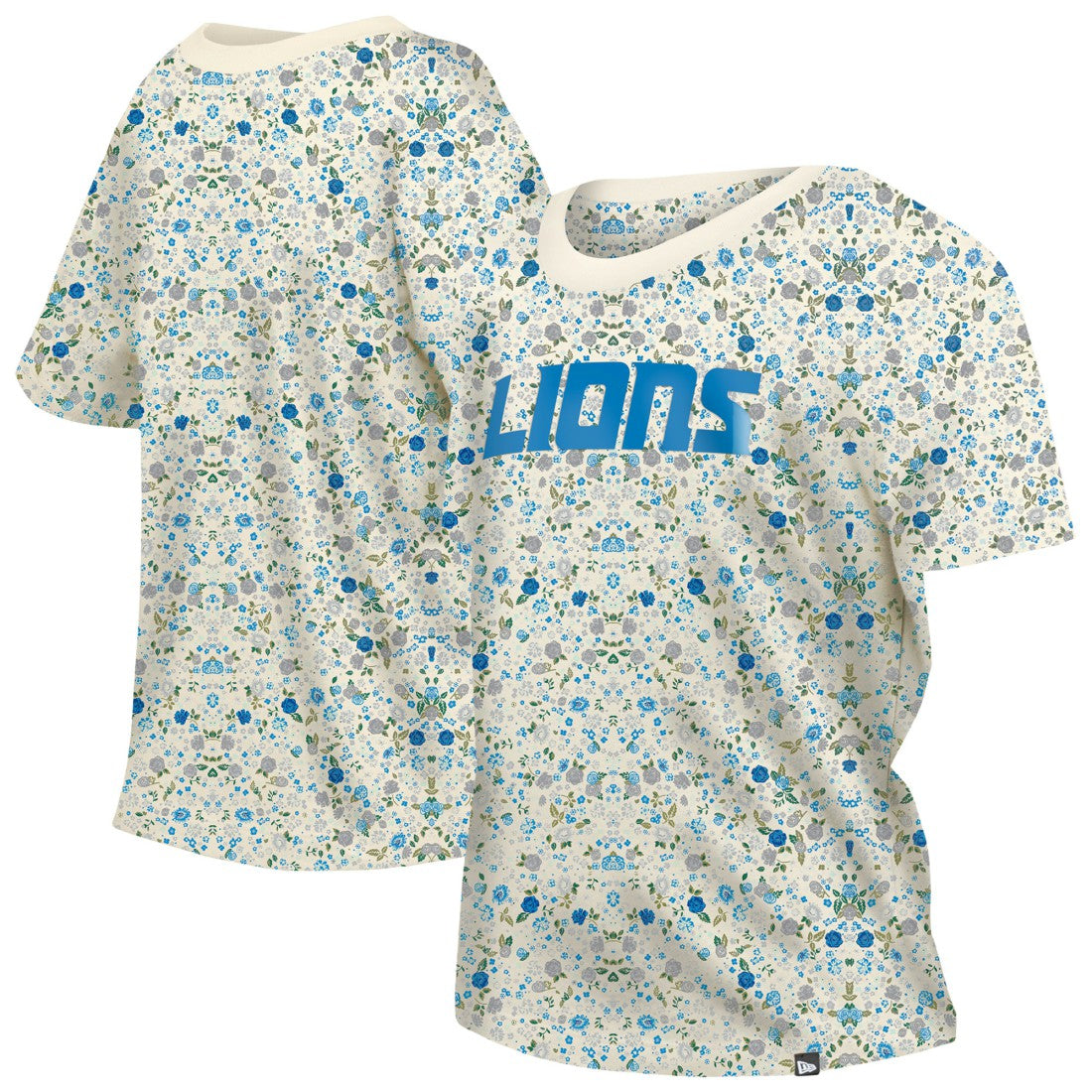 Women's Glam Game Floral Scoop Neck T-Shirt - Detroit Lions