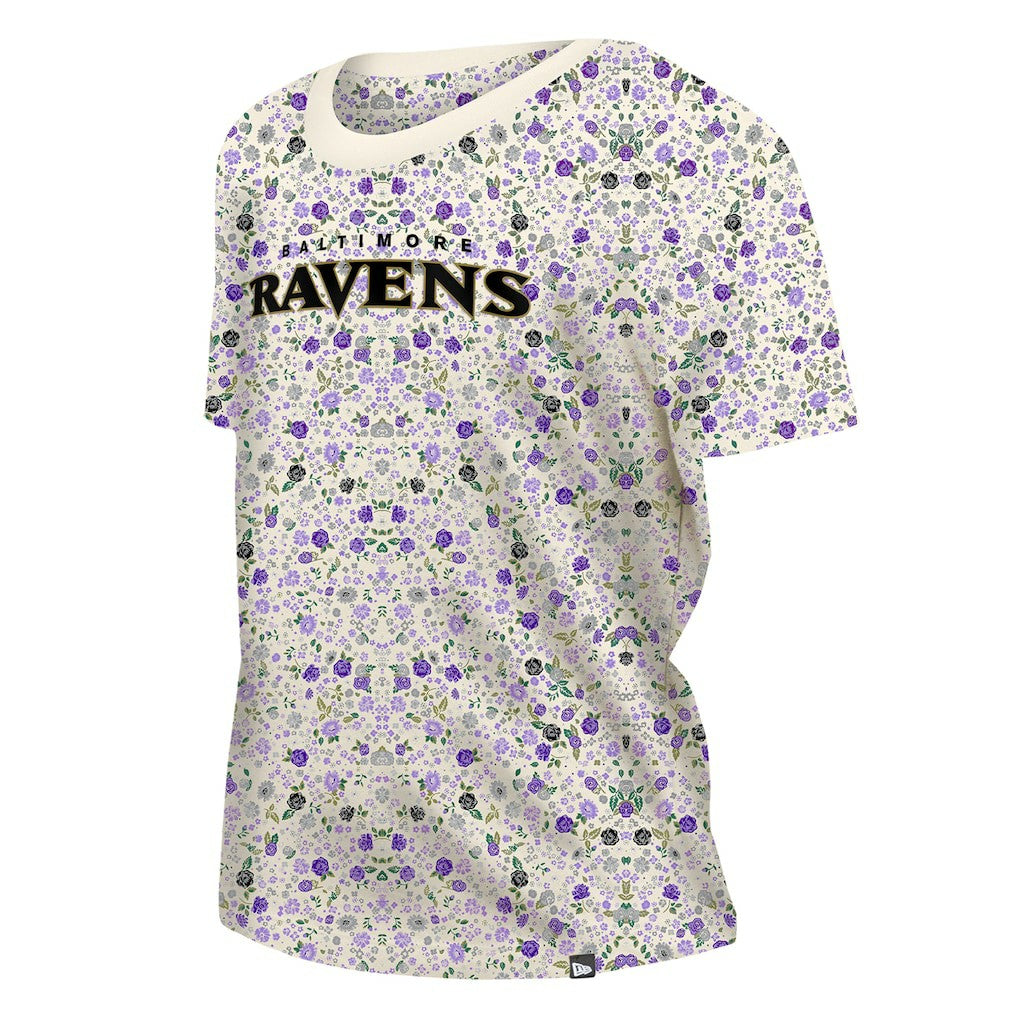 Women's Glam Game Floral Scoop Neck T-Shirt - Baltimore Ravens