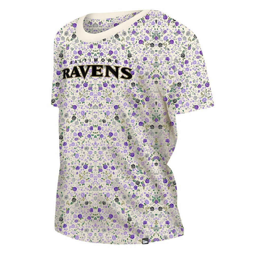 Women's Glam Game Floral Scoop Neck T-Shirt - Baltimore Ravens