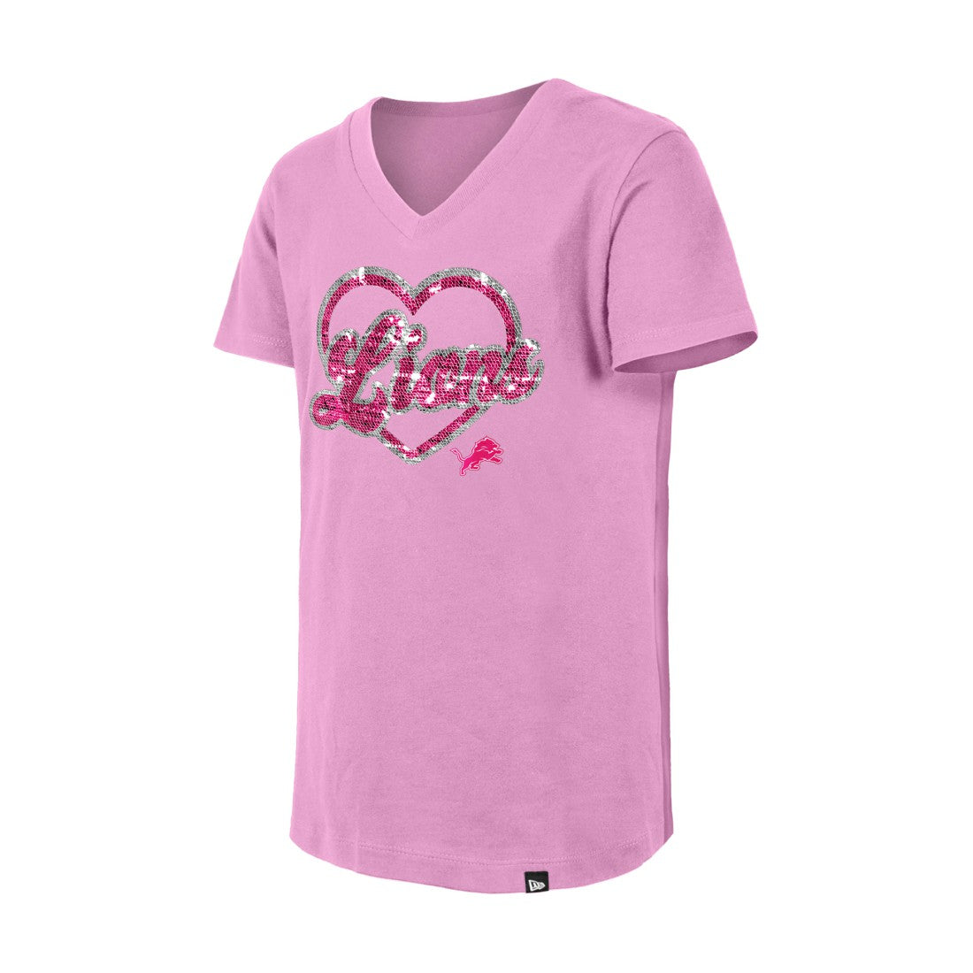 Girls Youth Flip Sequins V-Neck T-Shirt - Detroit Lions