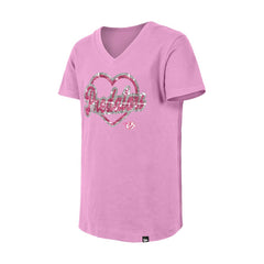 NHL Pink Nashville Predators New Era Girl's Youth Flip Sequin V-Neck T-Shirt