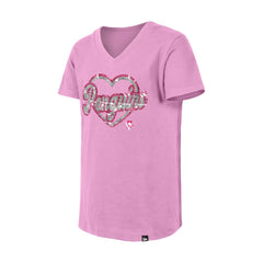 NHL Pink Pittsburgh Penguins New Era Girl's Youth Flip Sequin V-Neck T-Shirt
