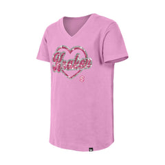 NHL Pink Seattle Kraken New Era Girl's Youth Flip Sequin V-Neck T-Shirt