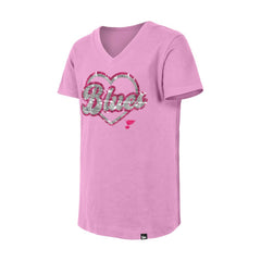 NHL Pink St. Louis Blues New Era Girl's Youth Flip Sequin V-Neck T-Shirt