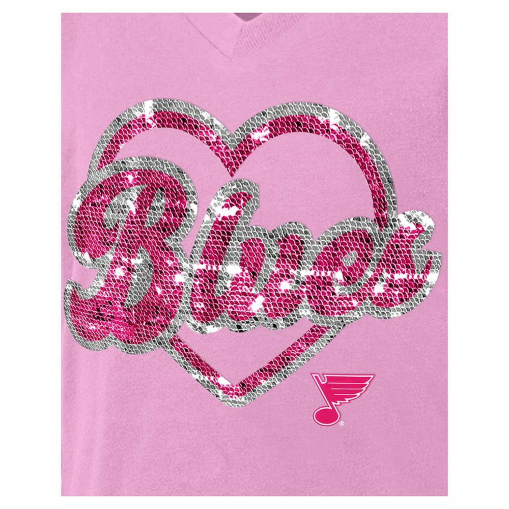 NHL Pink St. Louis Blues New Era Girl's Youth Flip Sequin V-Neck T-Shirt
