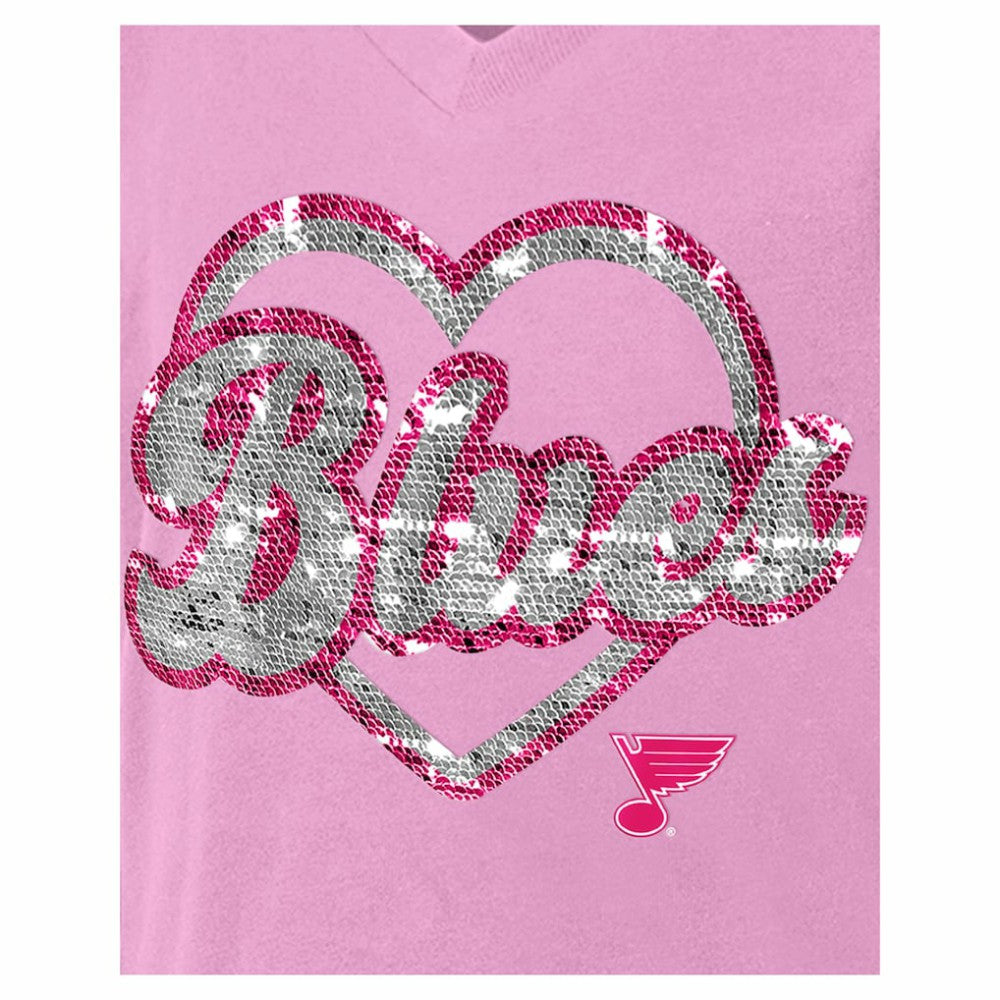 NHL Pink St. Louis Blues New Era Girl's Youth Flip Sequin V-Neck T-Shirt