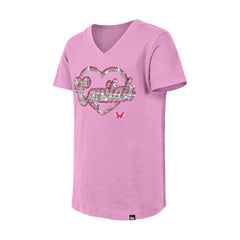 NHL Pink Washington Capitals New Era Girl's Youth Flip Sequin V-Neck T-Shirt