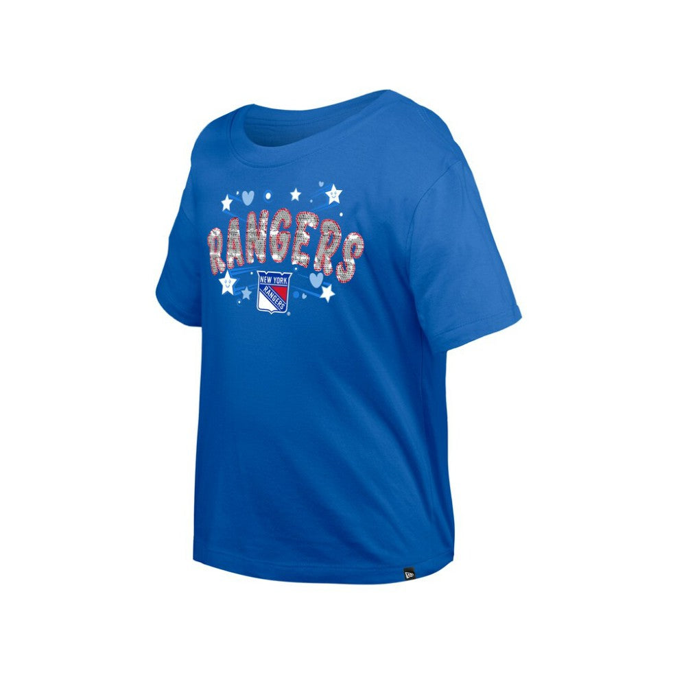 NHL Blue New York Rangers New Era Girl's Youth Flip Sequin T-Shirt