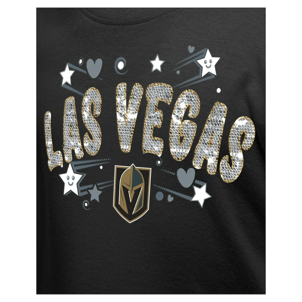 NHL Black Vegas Golden Knights New Era Girl's Youth Flip Sequin T-Shirt