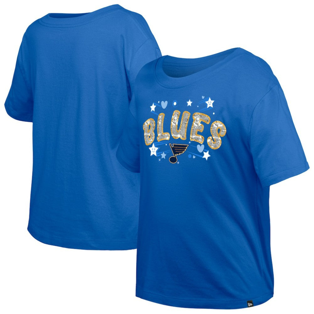 NHL Blue St. Louis Blues New Era Girl's Youth Flip Sequin T-Shirt