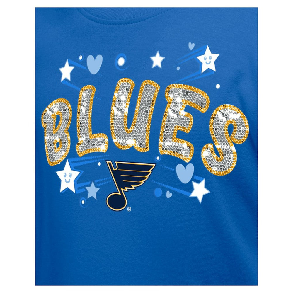 NHL Blue St. Louis Blues New Era Girl's Youth Flip Sequin T-Shirt
