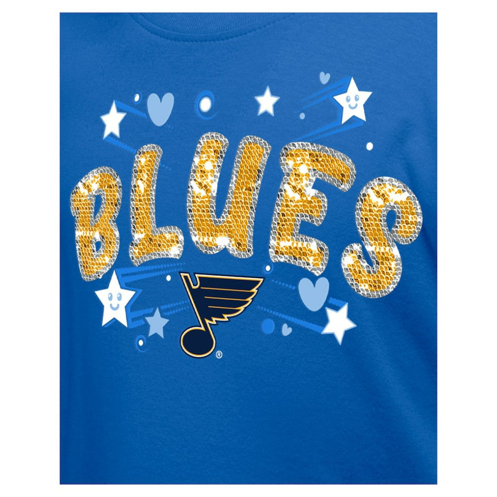 NHL Blue St. Louis Blues New Era Girl's Youth Flip Sequin T-Shirt