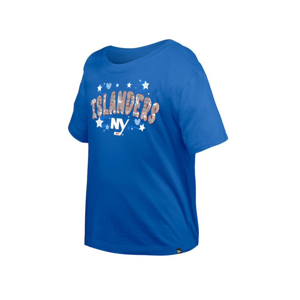 NHL Blue New York Islanders New Era Girl's Youth Flip Sequin T-Shirt