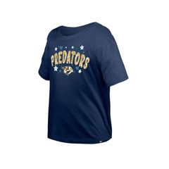 NHL Navy Nashville Predators New Era Girl's Youth Flip Sequin T-Shirt