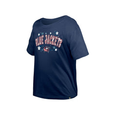 NHL Navy Columbus Blue Jackets New Era Girl's Youth Flip Sequin T-Shirt