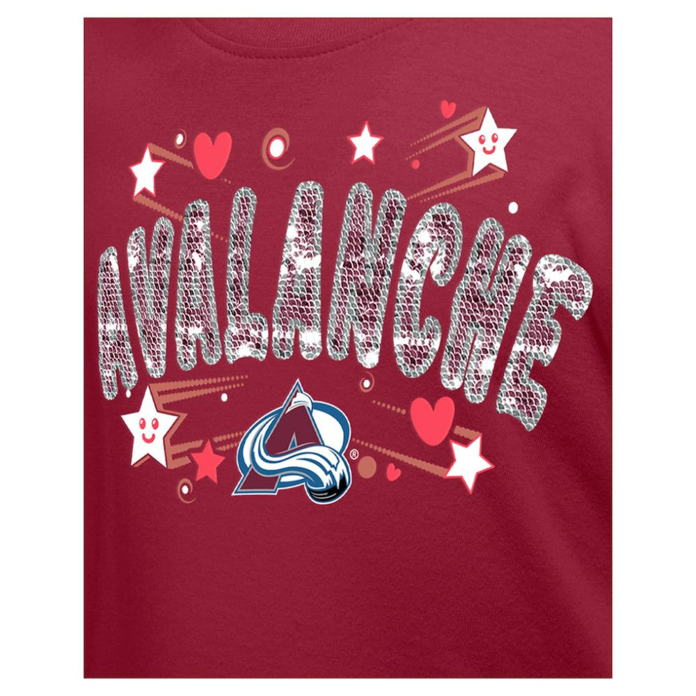 NHL Dark Red Colorado Avalanche New Era Girl's Youth Flip Sequin T-Shirt