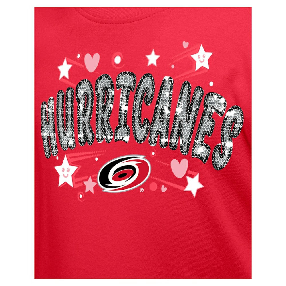 NHL Red Carolina Hurricanes New Era Girl's Youth Flip Sequin T-Shirt