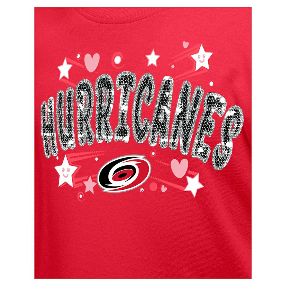 NHL Red Carolina Hurricanes New Era Girl's Youth Flip Sequin T-Shirt