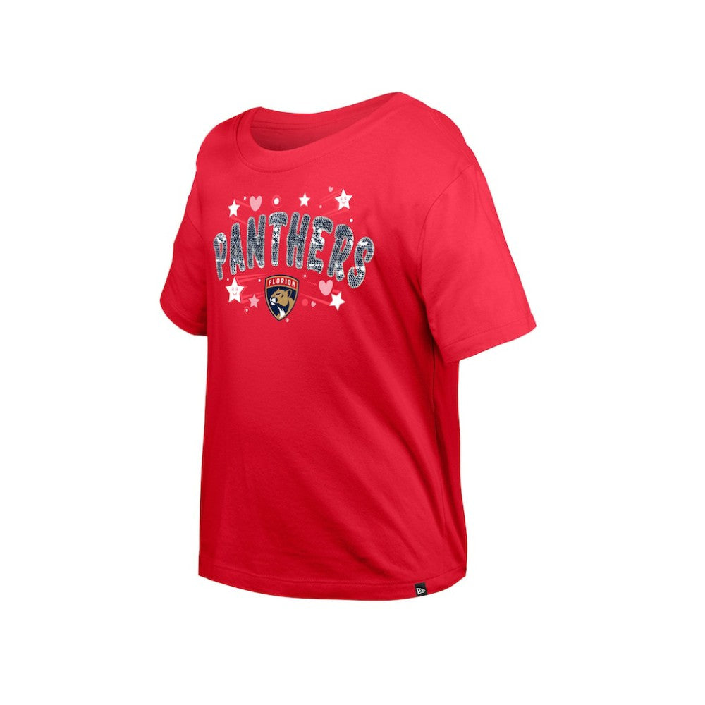 NHL Red Florida Panthers New Era Girl's Youth Flip Sequin T-Shirt