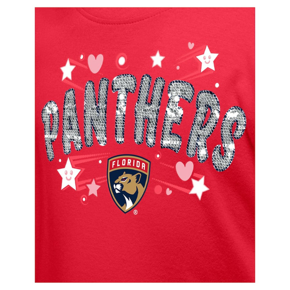 NHL Red Florida Panthers New Era Girl's Youth Flip Sequin T-Shirt