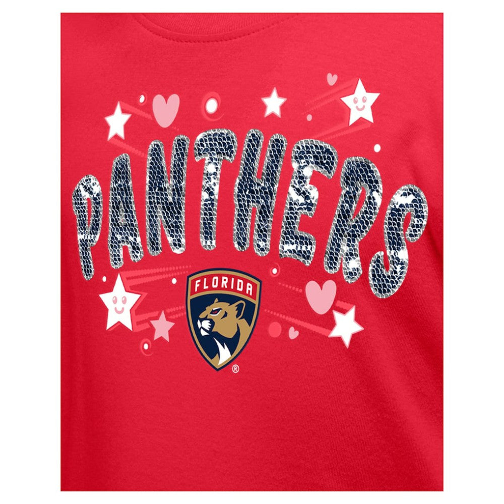 NHL Red Florida Panthers New Era Girl's Youth Flip Sequin T-Shirt