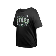 NHL Black Dallas Stars New Era Girl's Youth Flip Sequin T-Shirt