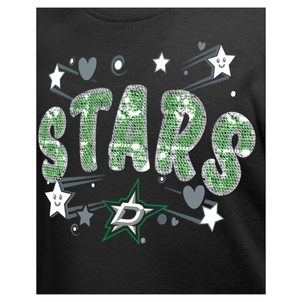 NHL Black Dallas Stars New Era Girl's Youth Flip Sequin T-Shirt
